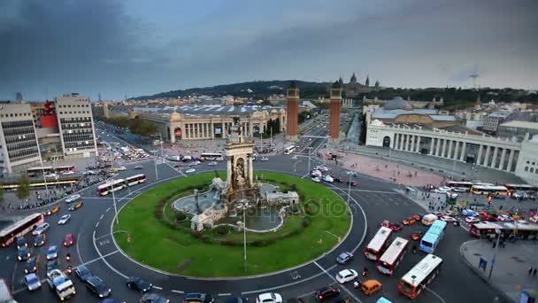 Timelapse Plaza d'Espanya, Plaza de Espana των τετραγώνων για: Βαρκελώνη — Αρχείο Βίντεο