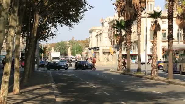Вид на Барселону во времени — стоковое видео