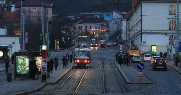 Widok ruchu timelapse i miasta Pragi — Wideo stockowe