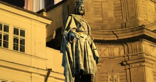 Estátua, Vista da cidade de Praga — Vídeo de Stock