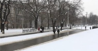 Prag'da yürüyüş insanların Timelapse Commuters kalabalık