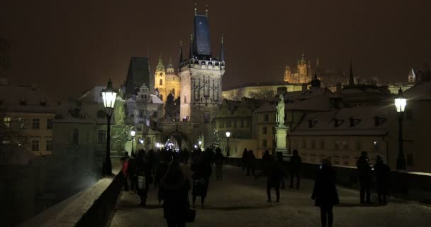 Timelapse Charles Bridge Old Town-Praag — Stockvideo