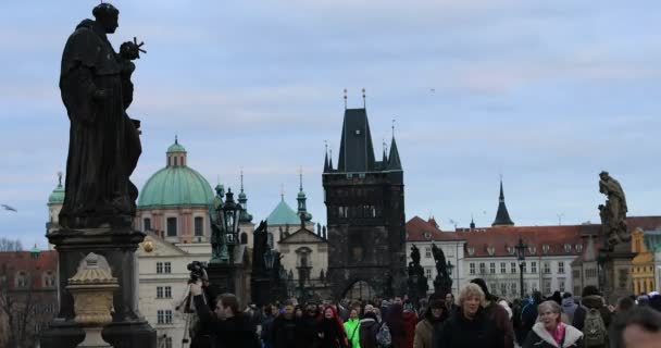 Timelapse Charles Bridge Old Town Prague — Stock Video
