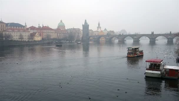 Charles Bridge παλιά πόλη Πράγα — Αρχείο Βίντεο