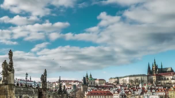 Timelapse Charles Bridge Old Town-Praag — Stockvideo