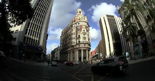 Time lapse Centro Città di Valencia Plaza Del Ayuntamiento — Video Stock