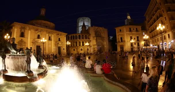 Night Shoot Famous Place Plaze Virgin Basilica Desamparados Old Square — Stock Video