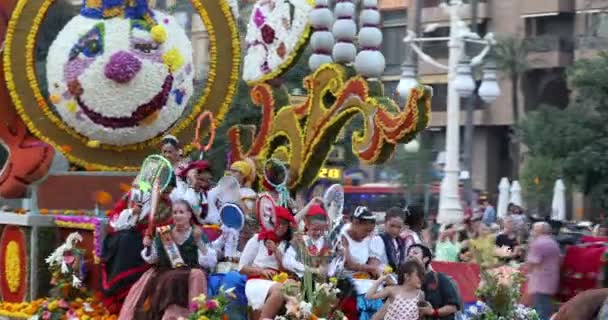 Καρναβάλι Μάχη Των Λουλουδιών Μάχη Flores Batalla Flores Ισπανικά Καλοκαίρι — Αρχείο Βίντεο