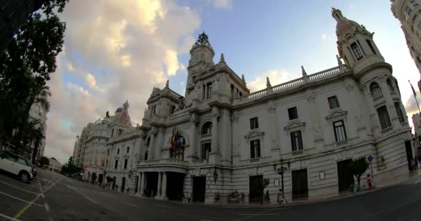 Izleme Atış Zaman Atlamalı Şehir Merkezi Plaza Del Ayuntamiento Valencia — Stok video