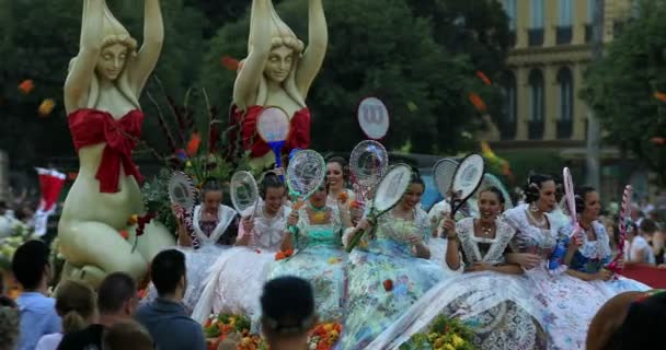 Farsangi Csata Virágok Csata Flores Batalla Flores Spanyol Nyári Fesztivál — Stock videók