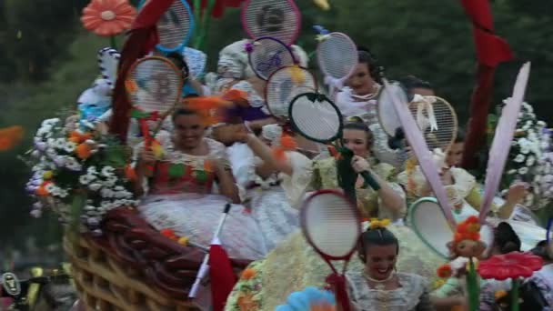 Farsangi Csata Virágok Csata Flores Batalla Flores Spanyol Nyári Fesztivál — Stock videók