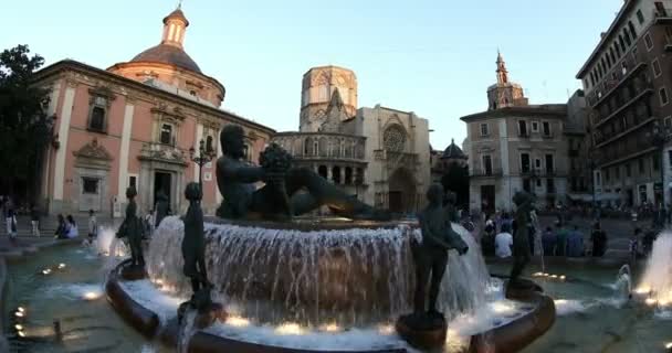 Отслеживание Времени Съемки Истекло Знаменитая Площадь Plaze Virgin Базиликой Desamparados — стоковое видео