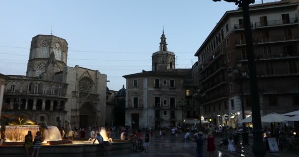 Famous Place Plaze Virgin Basilica Desamparados Old Square Valencia Spain — стоковое видео