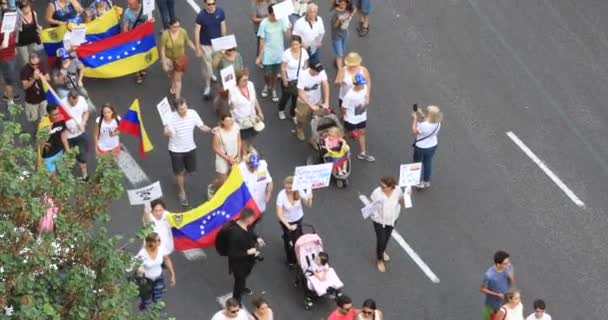 Letecká Protestní Venezuelané Valencia Španělsko Červenec 2017 — Stock video