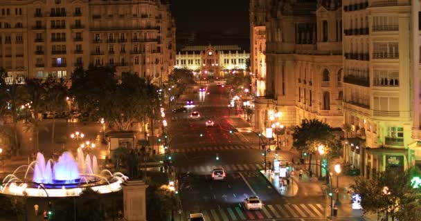 Aerial View City Center Plaza Del Ayuntamiento Valencia Spanien — Stockvideo