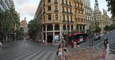 izleme atış zaman atlamalı şehir merkezi Plaza del Ayuntamiento Valencia İspanya 21 Temmuz 2017