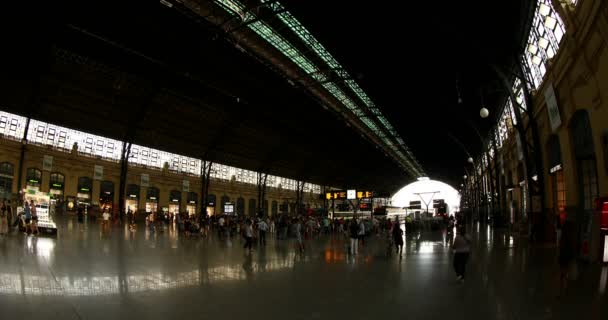 Interior Uscite Arrivi Piattaforme Della Stazione Ferroviaria Valencia Estacio Del — Video Stock