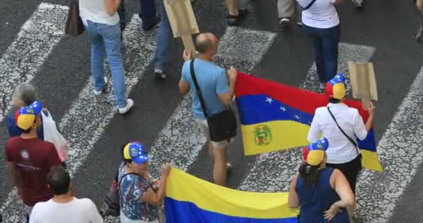 Aerial Protest Venezuelanerna Valencia Spanien Juli 2017 — Stockvideo