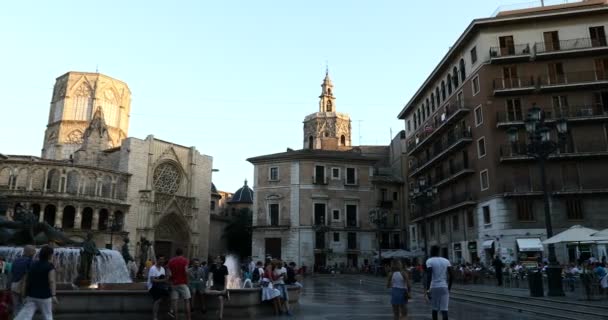 Célèbre Place Plaze Virgin Avec Basilique Des Desamparados Sur Vieille — Video