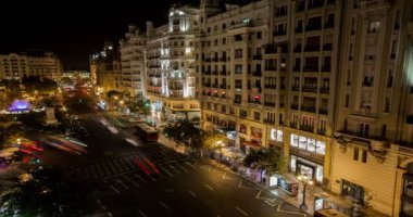 zaman atlamalı şehir merkezi Plaza del Ayuntamiento Valencia