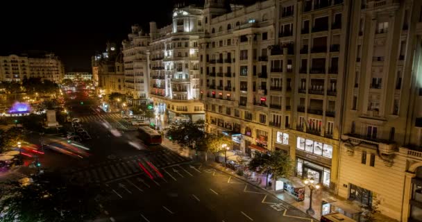 Lapso de tempo Centro da cidade de Plaza del Ayuntamiento Valência — Vídeo de Stock