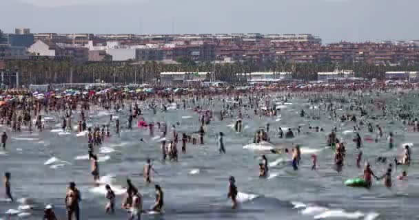 Idő telik kilátás nyílik Valencia beach — Stock videók