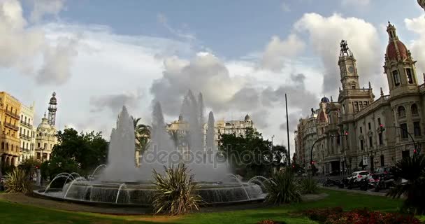 市政巴伦西亚广场的时间流逝城市中心 — 图库视频影像