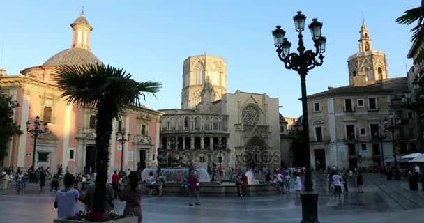 Time Lapse Tourist visiting Plaze de Virgin  at old square in Valencia — Stock Video