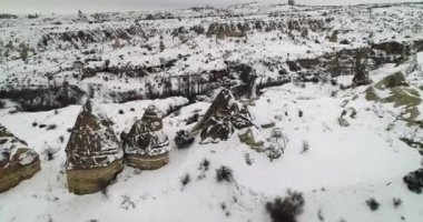 4 k timelapse hava manzara kış sezonu Kapadokya 52