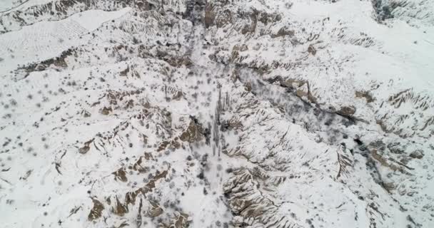 Vista aérea 4K temporada de invierno de Capadocia 58 — Vídeos de Stock