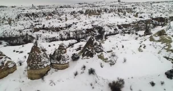 4 k timelapse εναέρια άποψη χειμώνα της Καππαδοκίας 52 — Αρχείο Βίντεο