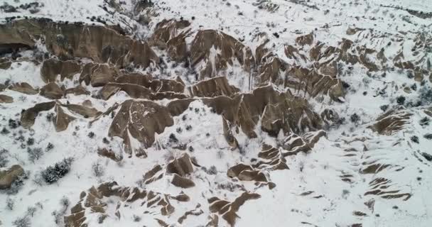 Vista aérea 4K temporada de invierno de Capadocia 50 — Vídeo de stock