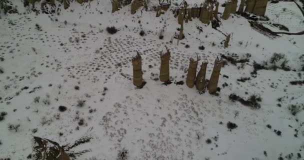 4K timelapse vedere aeriană sezon de iarnă din Cappadocia 46 — Videoclip de stoc