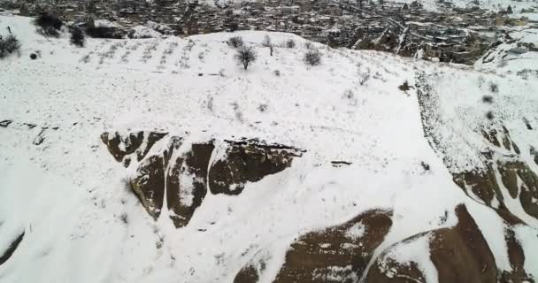 4 k widok lotu ptaka miasta Göreme, Kapadocja Turcja 3 — Wideo stockowe