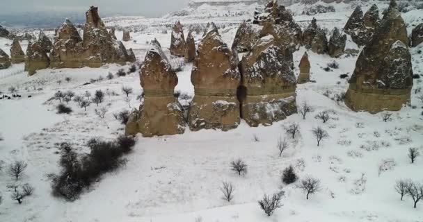 4K timelapse vista aérea temporada de invierno de Capadocia 33 — Vídeos de Stock