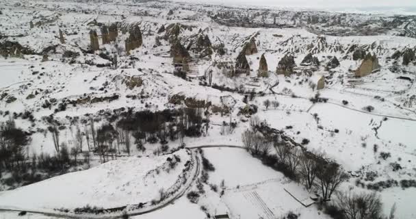 4K vista aerea stagione invernale della Cappadocia 26 — Video Stock