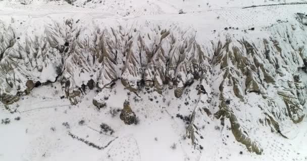 4K vista aérea temporada de inverno da Capadócia 22 — Vídeo de Stock