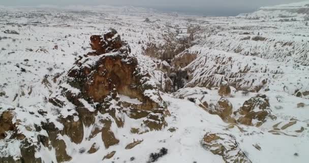 4 k légifelvételek téli szezonban Cappadocia 99 — Stock videók