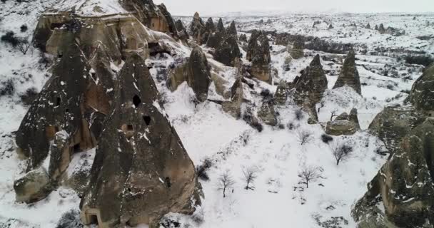 4 k z lotu ptaka sezon zimowy Cappadocia 95 — Wideo stockowe