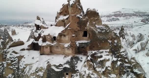 4K aerial view winter season of Cappadocia 89 — Stock Video