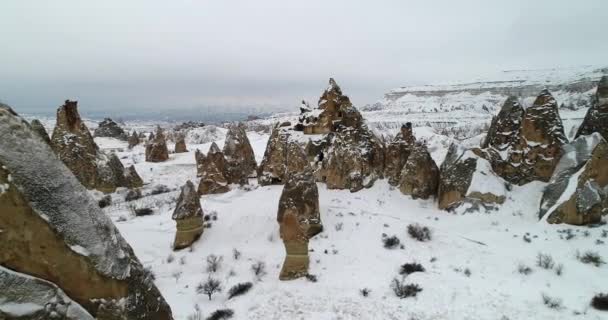 4 k légifelvételek téli szezonban a Cappadocia 86 — Stock videók