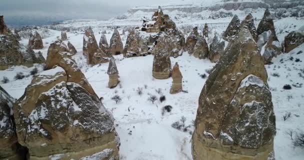 4K aerial view winter season of Cappadocia 85 — Stock Video