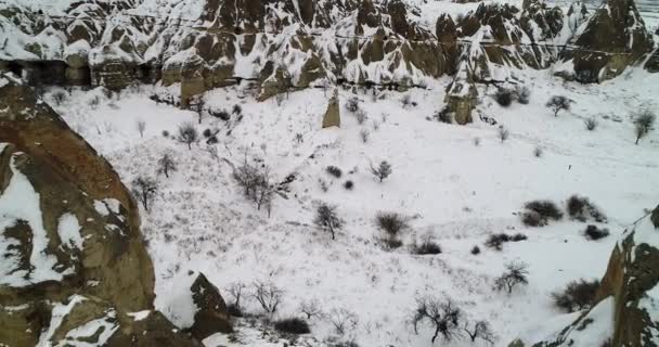 4 k légifelvételek téli szezonban a Cappadocia 75 — Stock videók