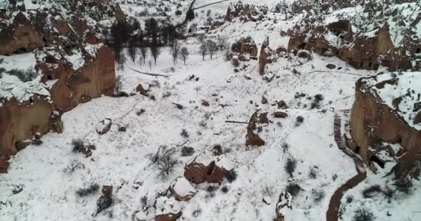 4 k hava manzara kış sezonu Kapadokya 59 — Stok video