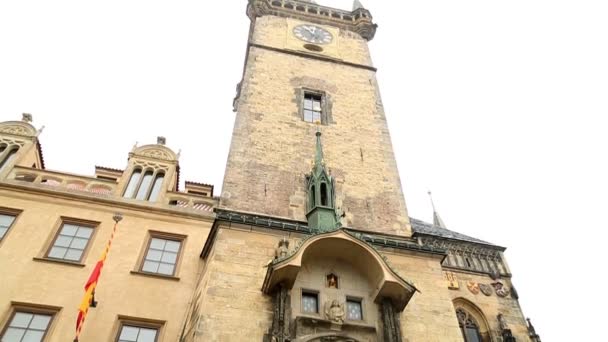 Old astronomical clock in the center square of Prague, Czech Republic 3 — Stock Video