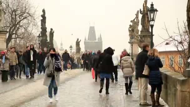 Çek Cumhuriyeti Prag 'daki Charles Köprüsü — Stok video