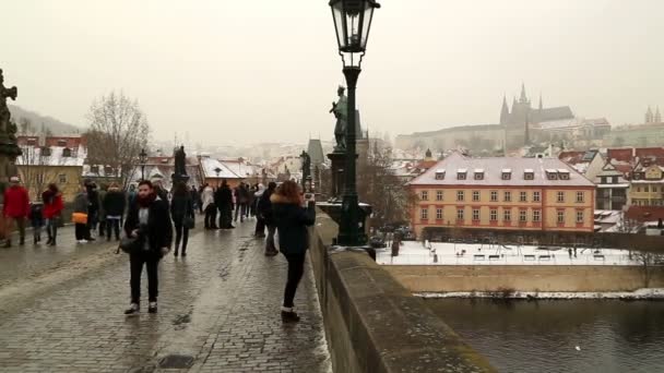 Vista a Praga In inverno 3 — Video Stock