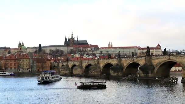 Ponte Carlo e Castello di Praga — Video Stock