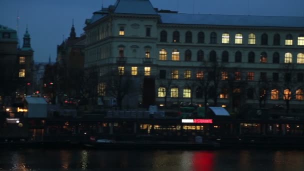 Pražské panoráma v noci 6 — Stock video