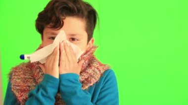 Hasta çocuk ile renk yeşil perde